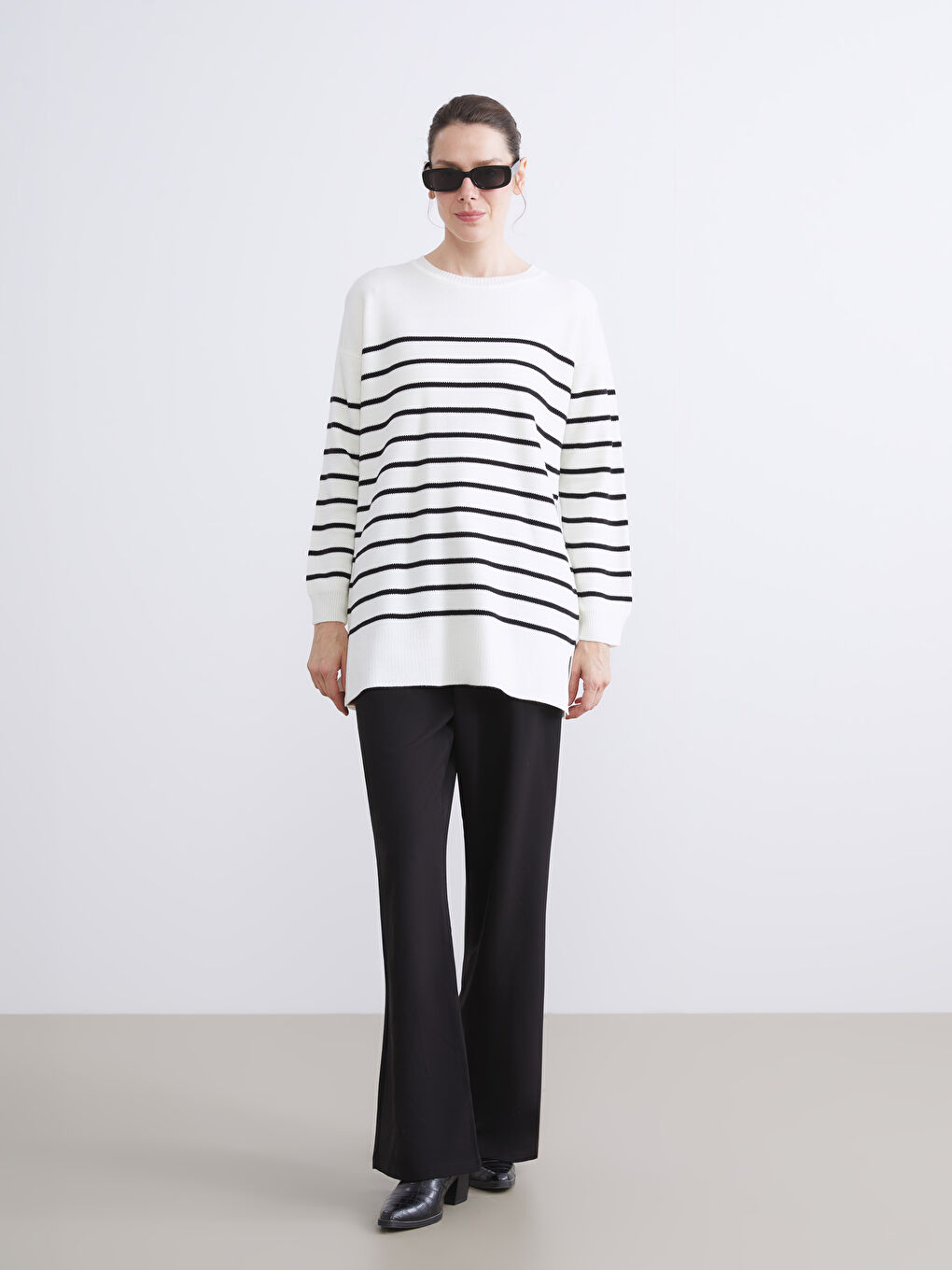 Crew Neck Women's Knitwear Tunic-1