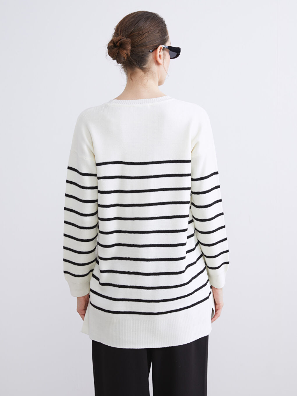 Crew Neck Women's Knitwear Tunic-3