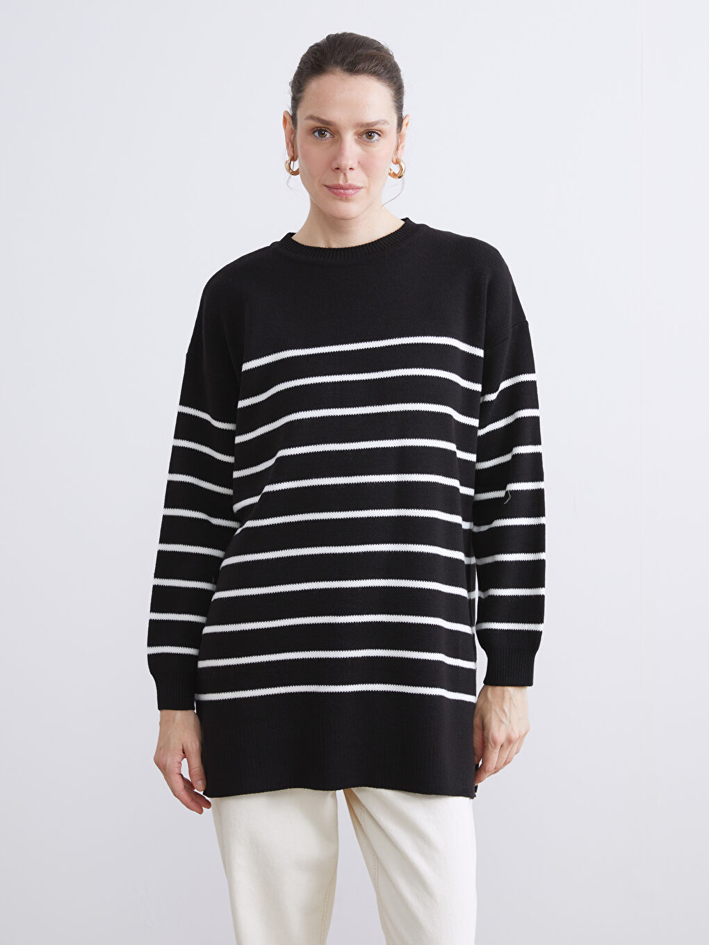 Crew Neck Women's Knitwear Tunic