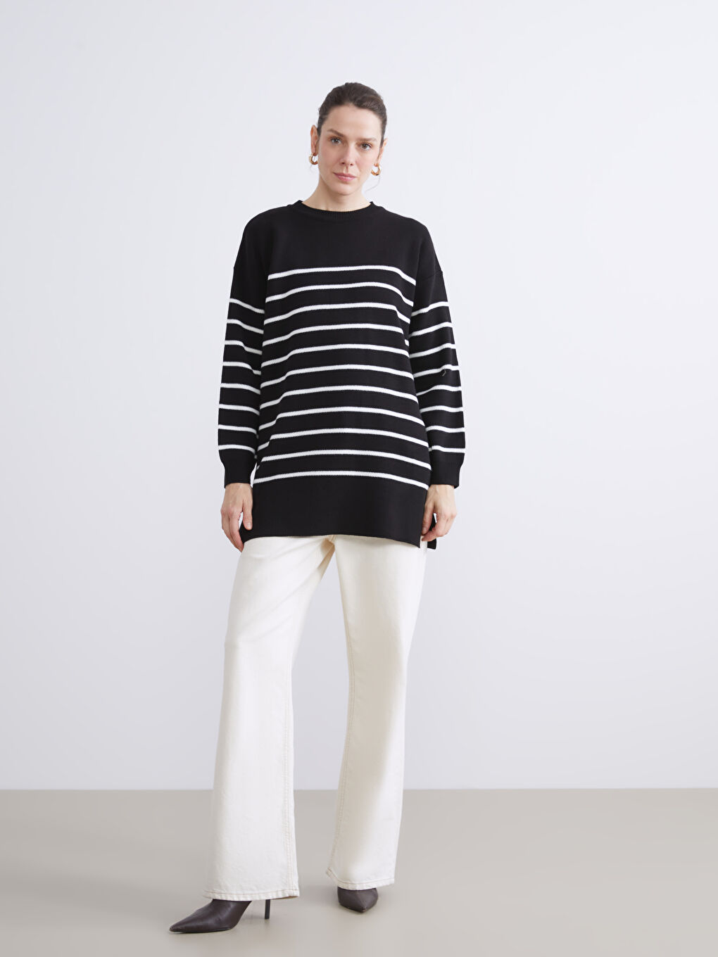 Crew Neck Women's Knitwear Tunic-1