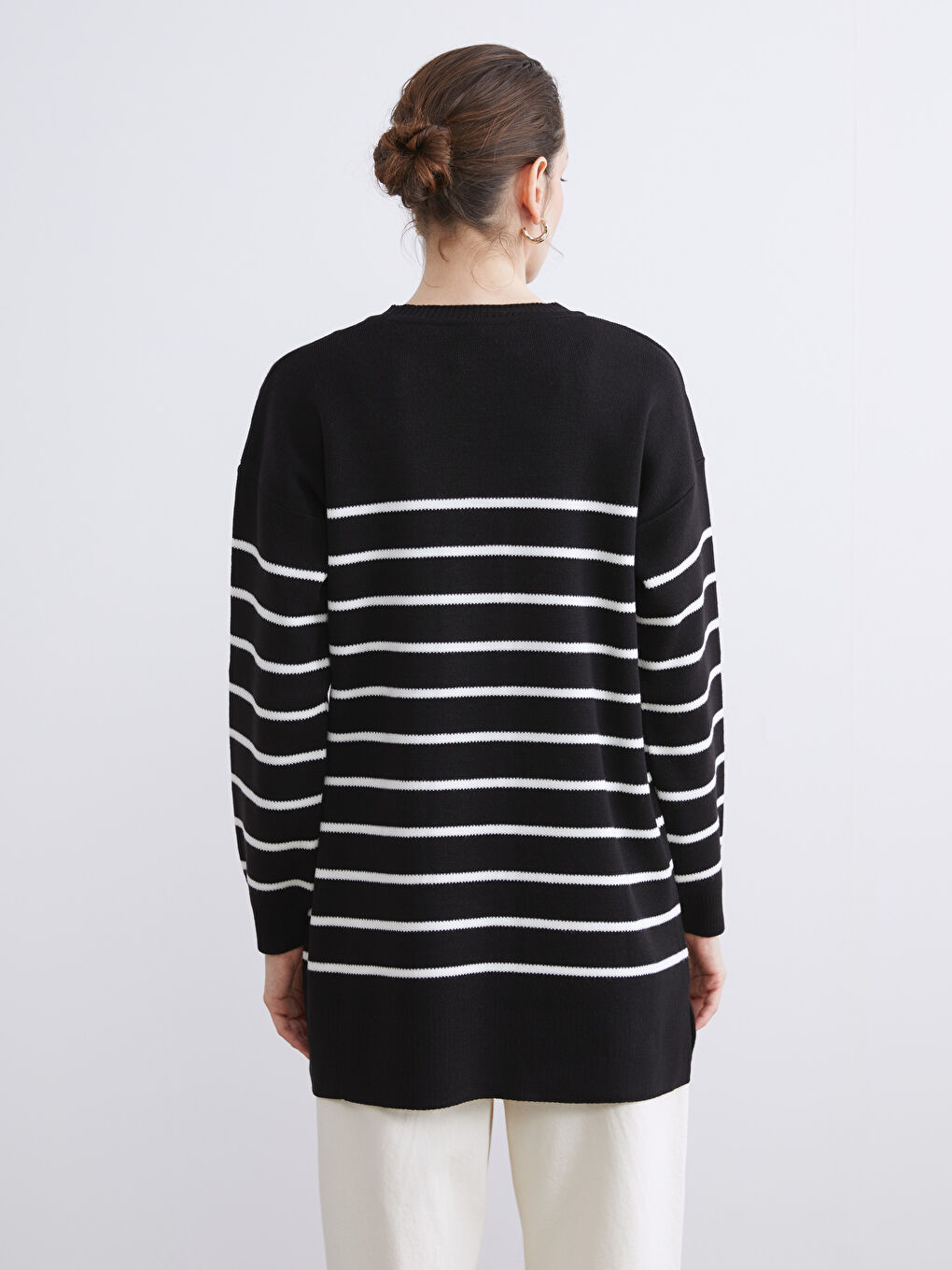 Crew Neck Women's Knitwear Tunic-3