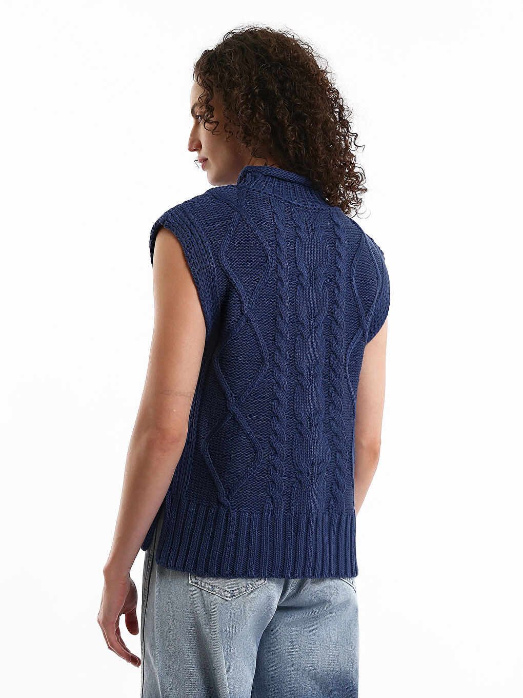 Turtle Neck Self Patterned Women's Tricot Sweater-8