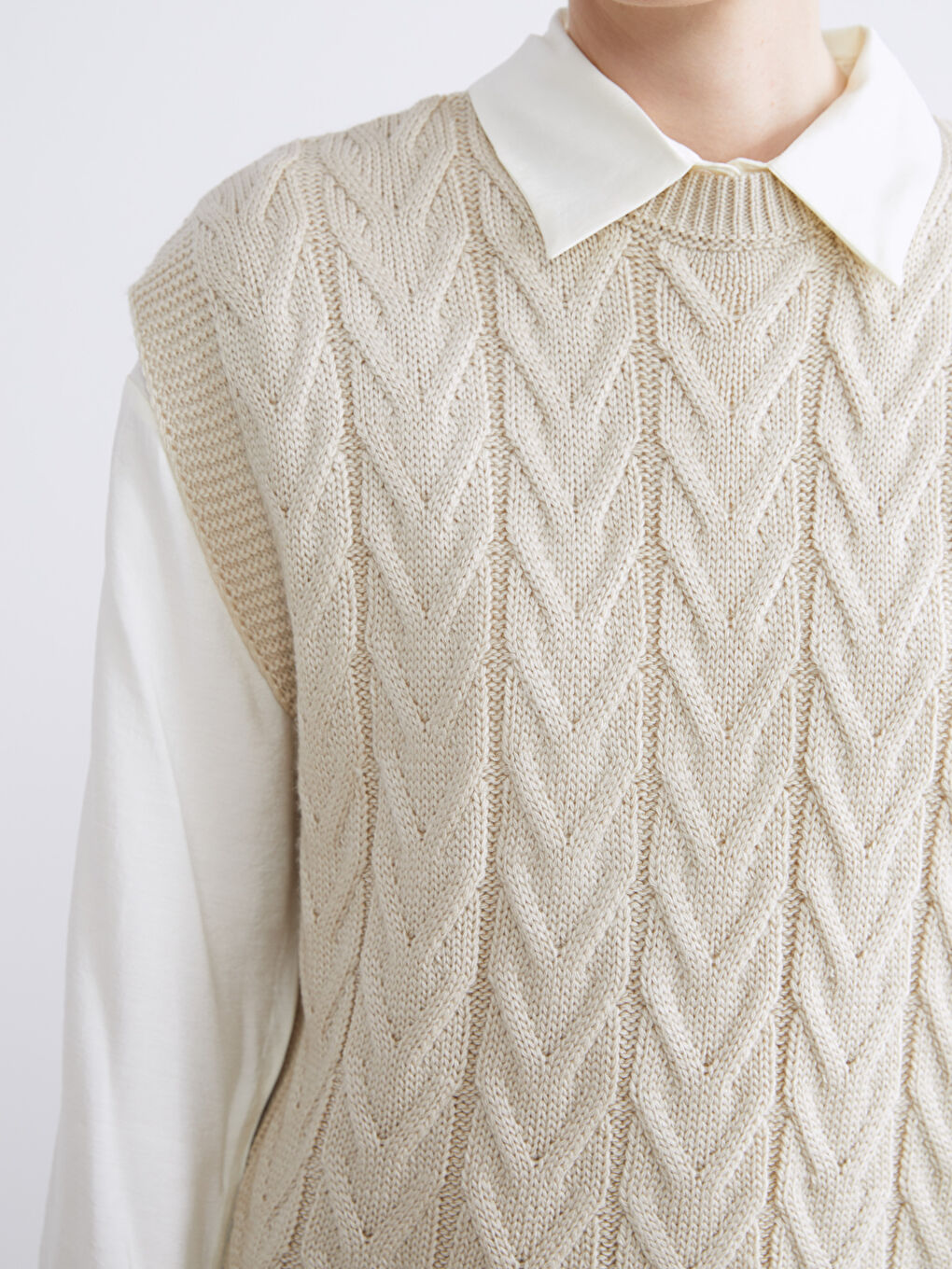 Crew Neck Self Patterned Women's Sweater-2