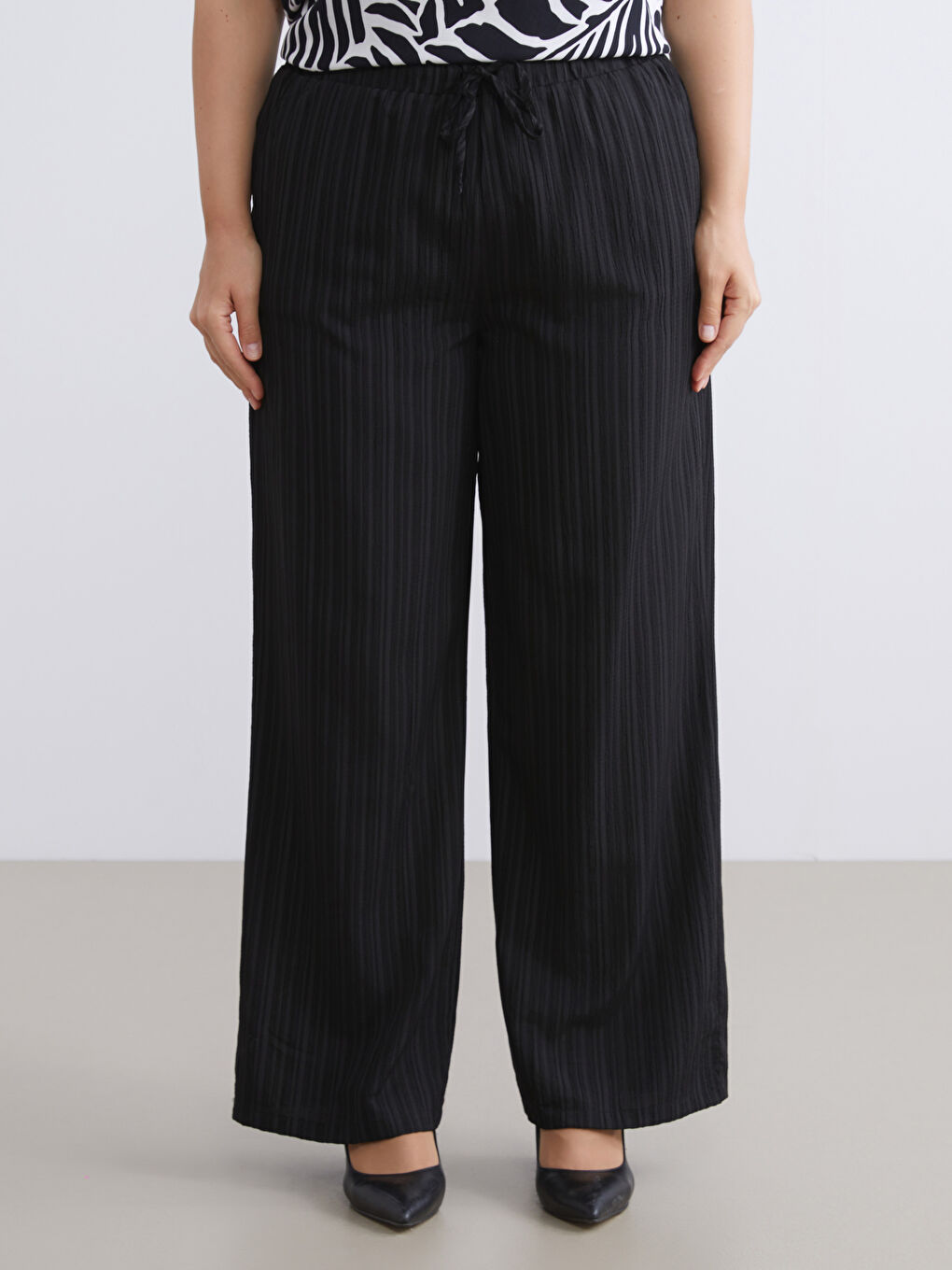 Women's Elastic Waist Linen Blend Trousers-5