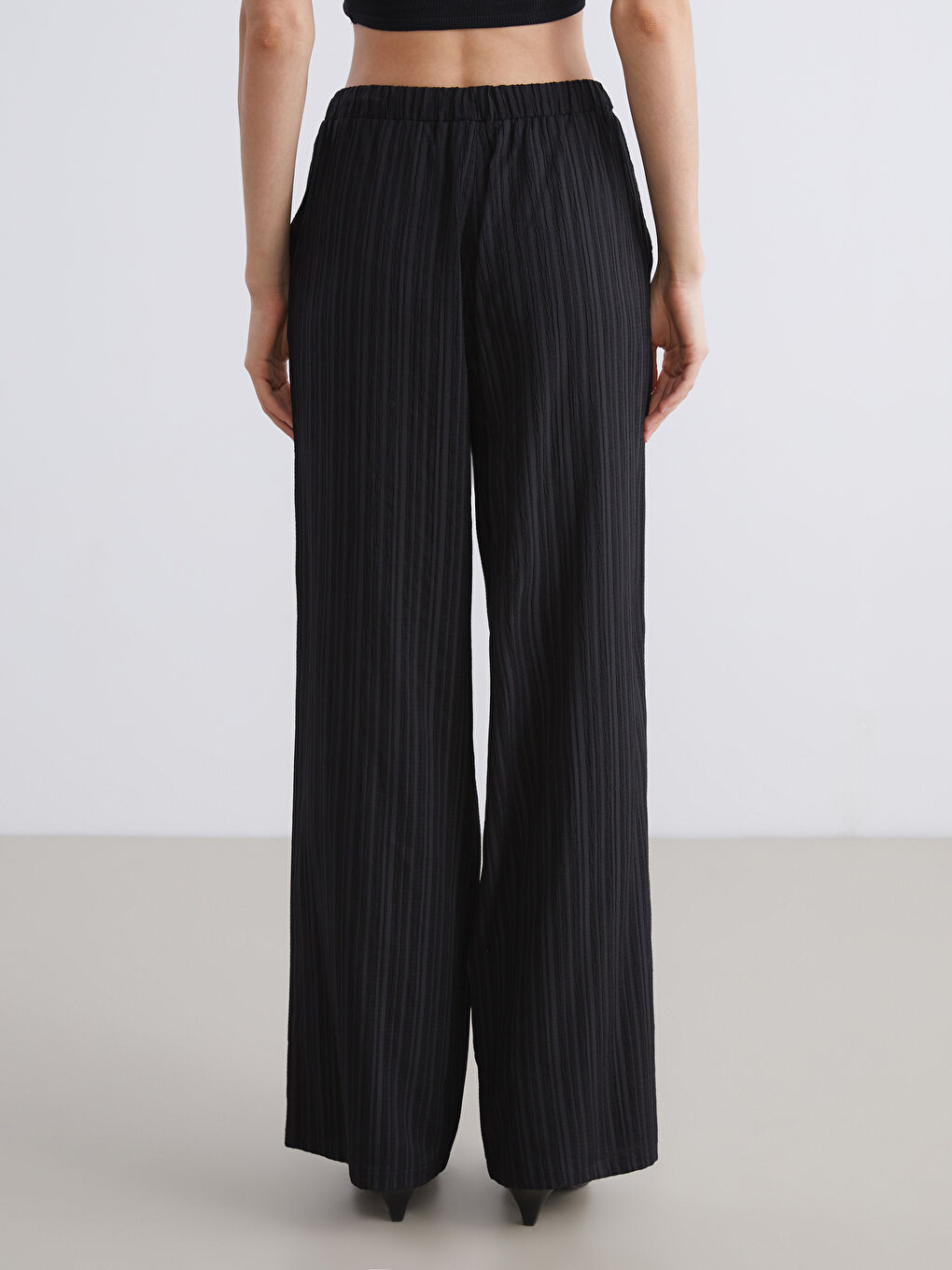 Women's Elastic Waist Linen Blend Trousers-4