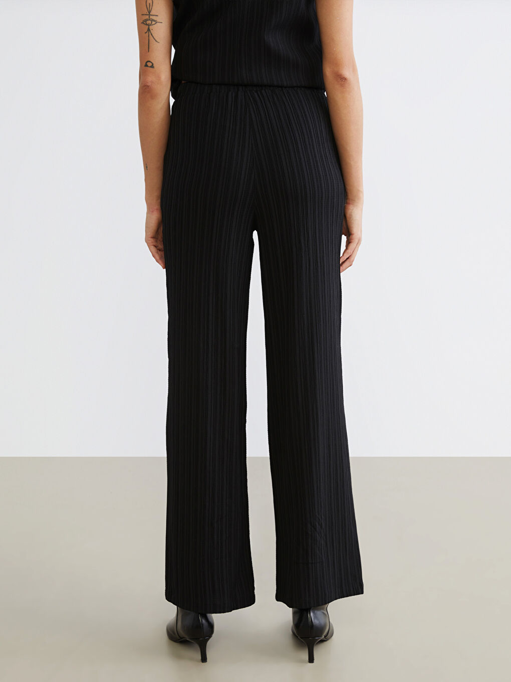 Women's Elastic Waist Linen Blend Trousers-4