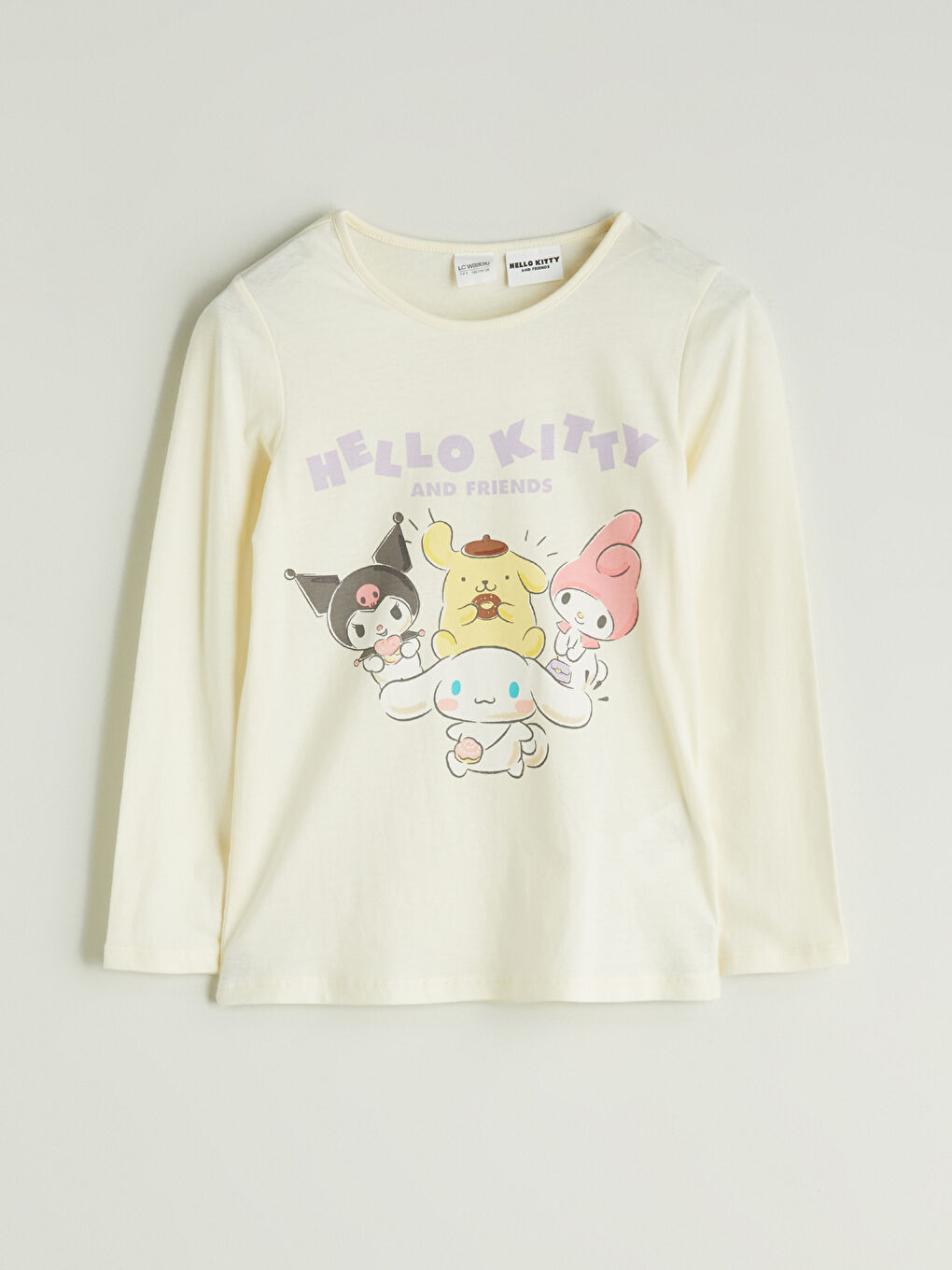Crew Neck Hello Kitty Printed Girls' Pyjama Set-1
