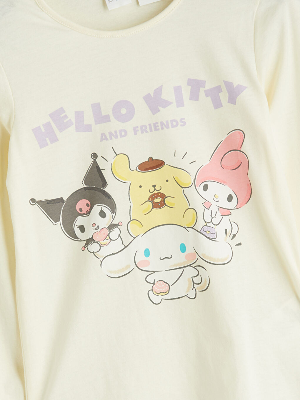 Crew Neck Hello Kitty Printed Girls' Pyjama Set-2