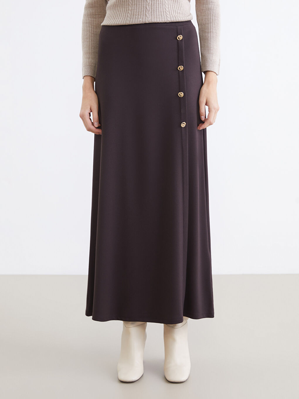 Kahverengi Beli Lastikli A Kesim Etek-1