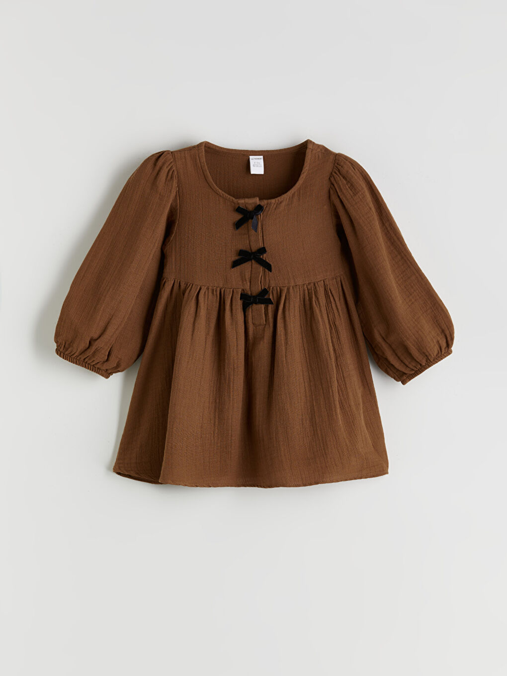LCW ECO Crew Neck Bow Detailed Girls' Dress -W5HI96Z1-HAK