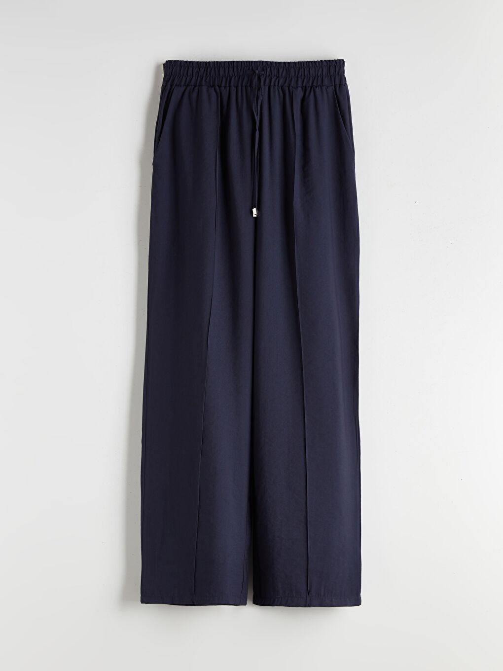 Lacivert Beli Lastikli Modal Karışımlı Kadın Pantolon-4