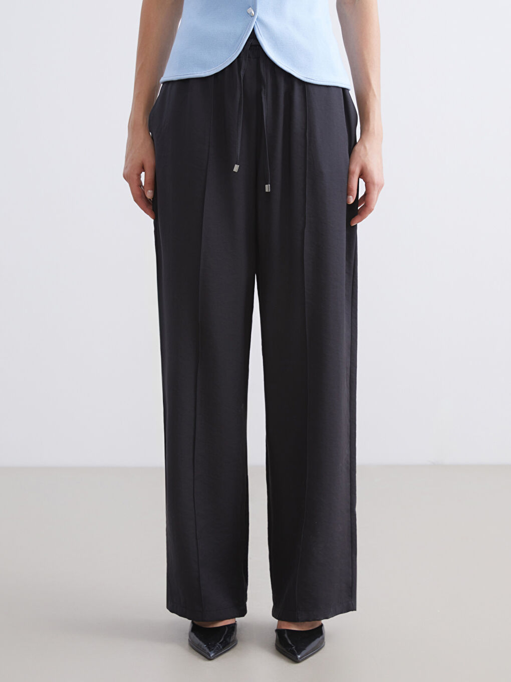 Siyah Büyük Beden Modal Karışımlı Kadın Pantolon-2