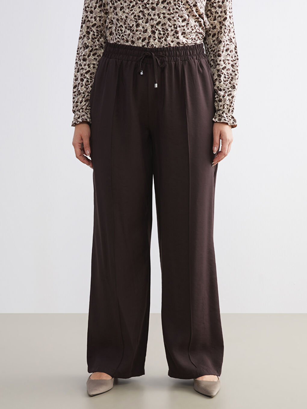 Kahverengi Büyük Beden Modal Karışımlı Kadın Pantolon-5