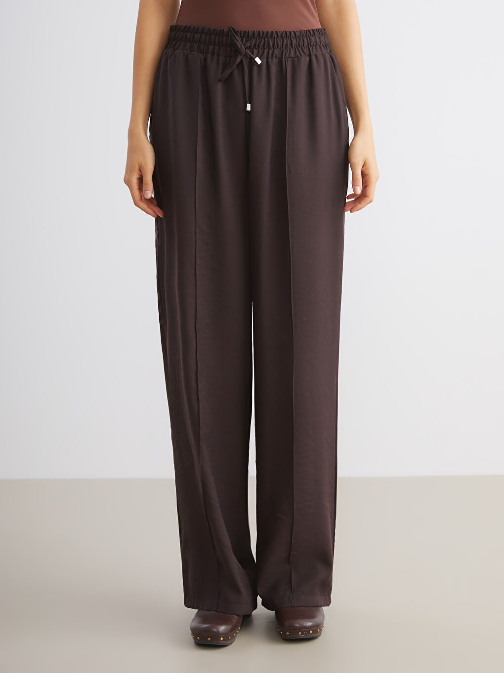 Kahverengi Büyük Beden Modal Karışımlı Kadın Pantolon-2