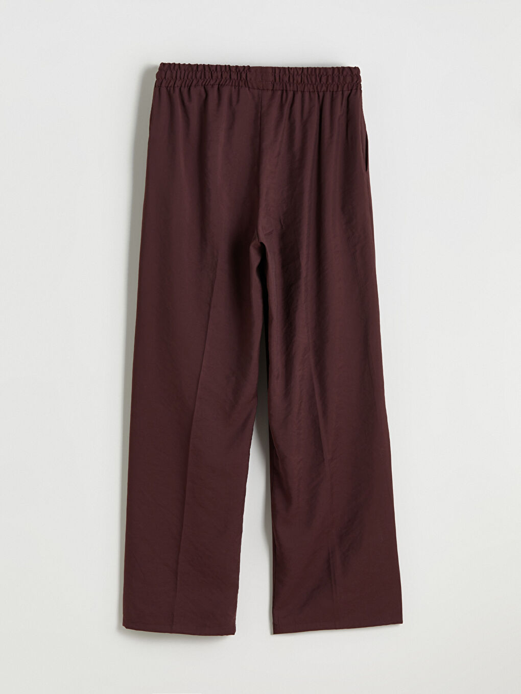 Bordo Beli Lastikli Modal Karışımlı Kadın Pantolon-5