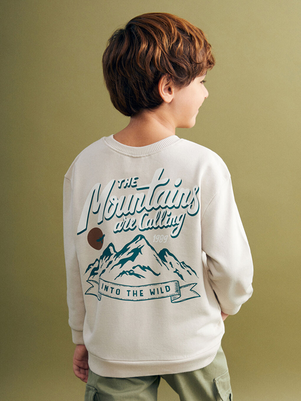 Gri Bisiklet Yaka Erkek Çocuk Sweatshirt