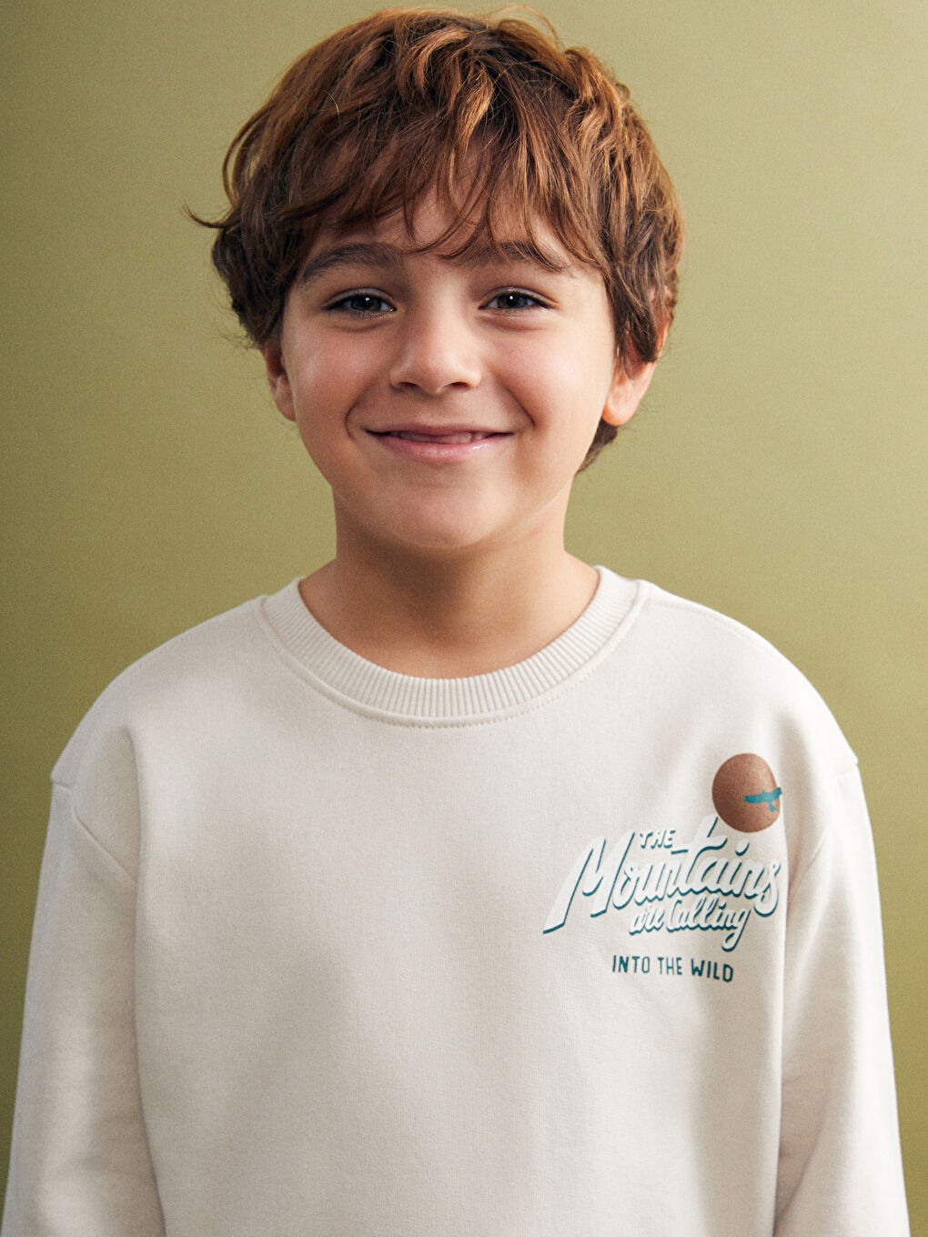 Gri Bisiklet Yaka Erkek Çocuk Sweatshirt-1