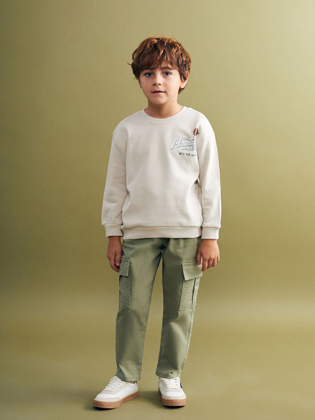 Gri Bisiklet Yaka Erkek Çocuk Sweatshirt-2