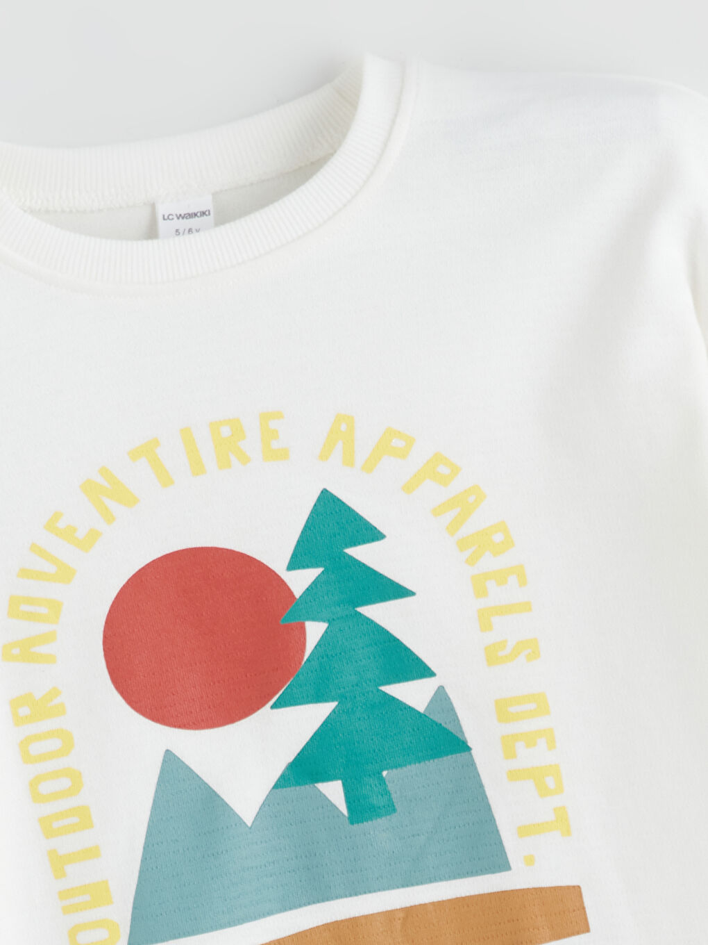 Ekru Bisiklet Yaka Baskılı Erkek Çocuk Tişört-2