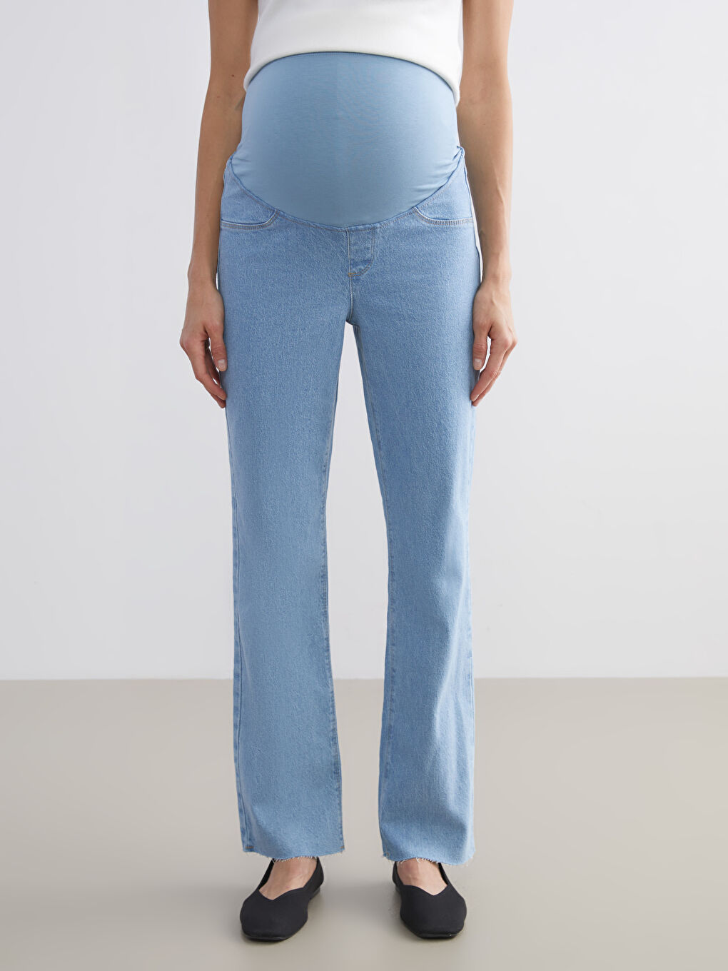 İndigo Karın Panelli Straight Fit Hamile Jean Pantolon-2
