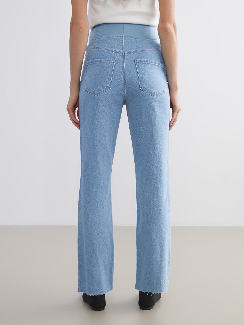 İndigo Karın Panelli Straight Fit Hamile Jean Pantolon-5