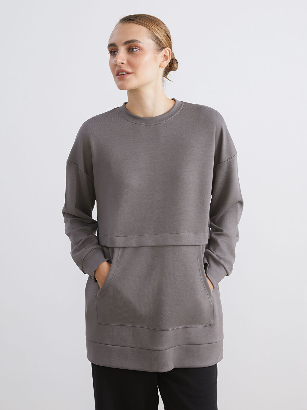 LCW Modest Crew Neck Women's Sweatshirt Tunic -W5HJ54Z8-H0H