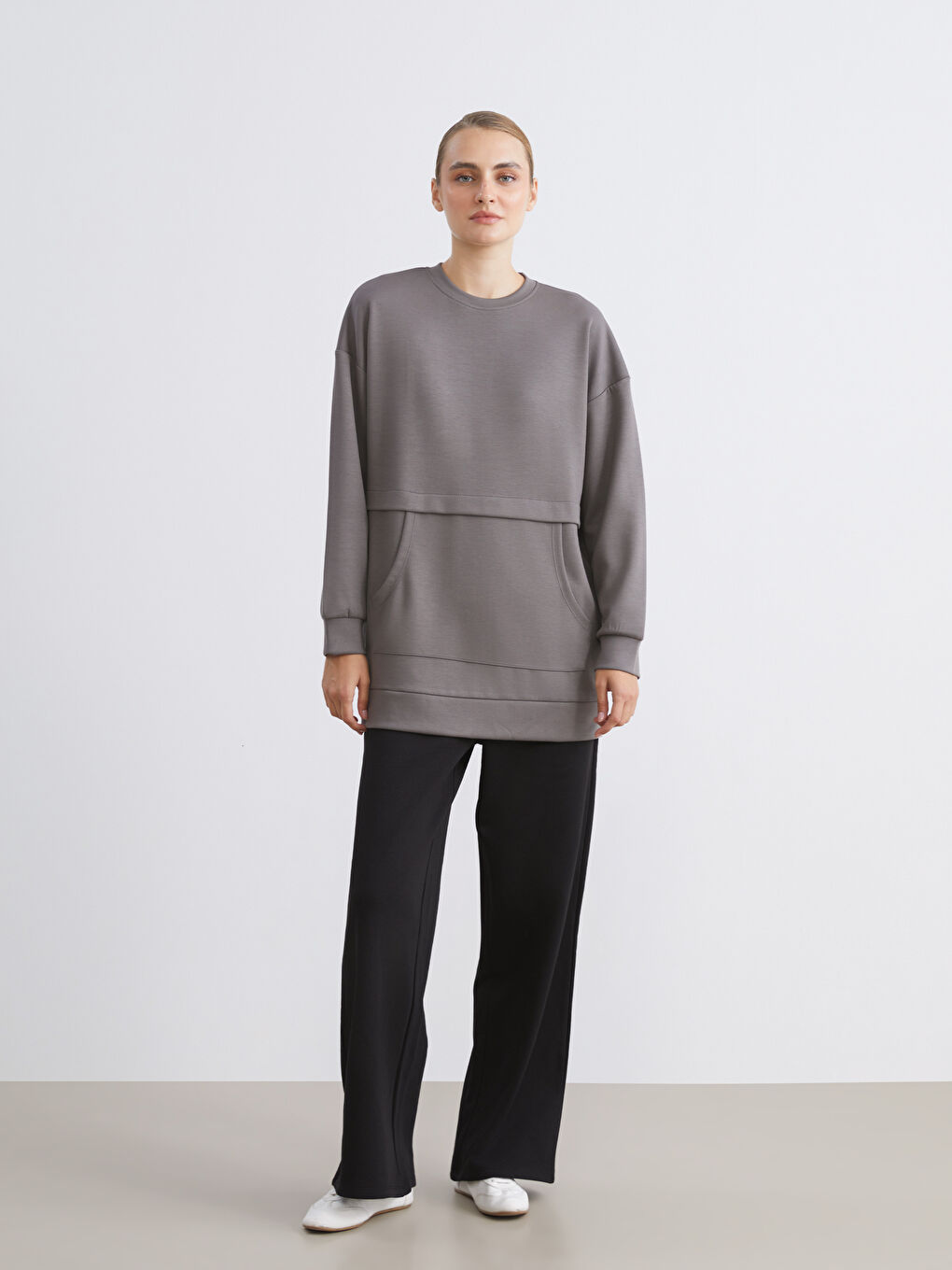 LCW Modest Crew Neck Women's Sweatshirt Tunic -W5HJ54Z8-H0H