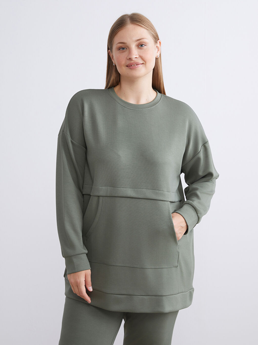 Crew Neck Women's Sweatshirt Tunic-6