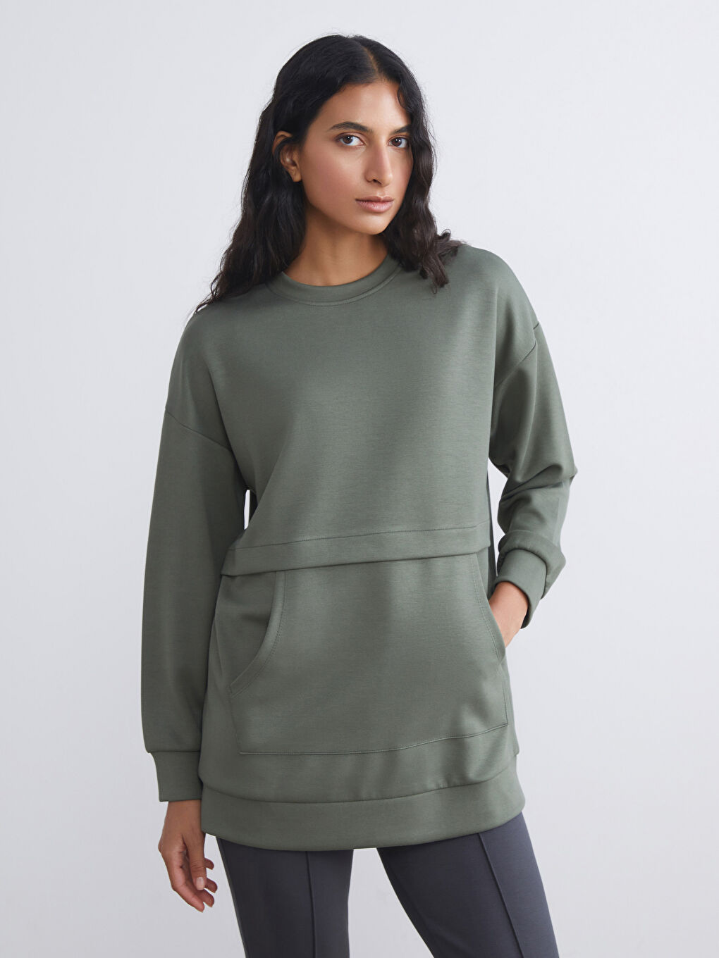 LCW Modest Crew Neck Women's Sweatshirt Tunic -W5HJ54Z8-HAU