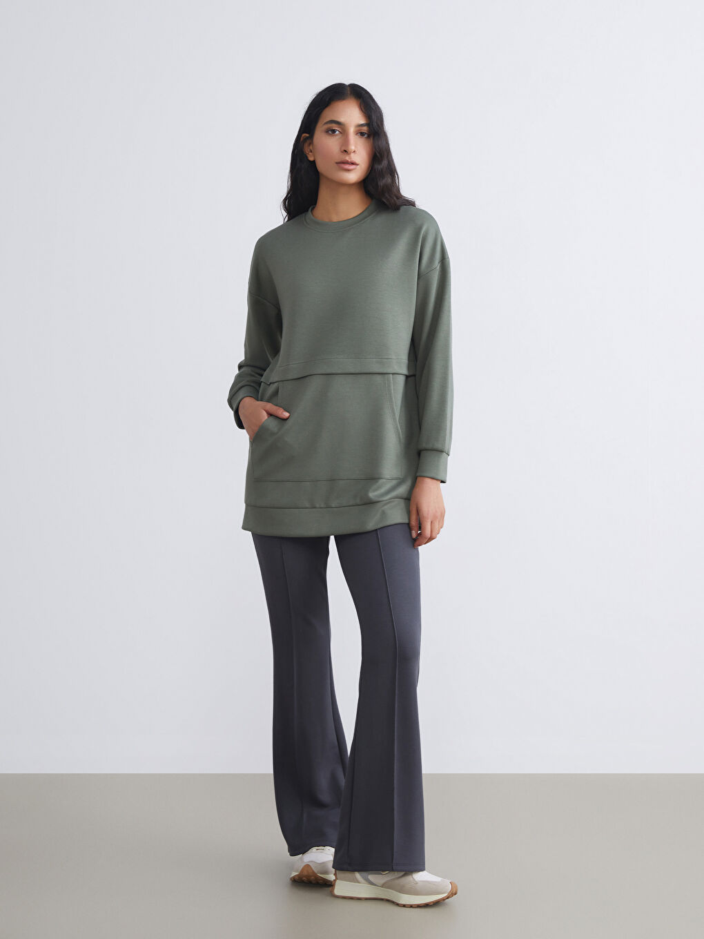 LCW Modest Crew Neck Women's Sweatshirt Tunic -W5HJ54Z8-HAU