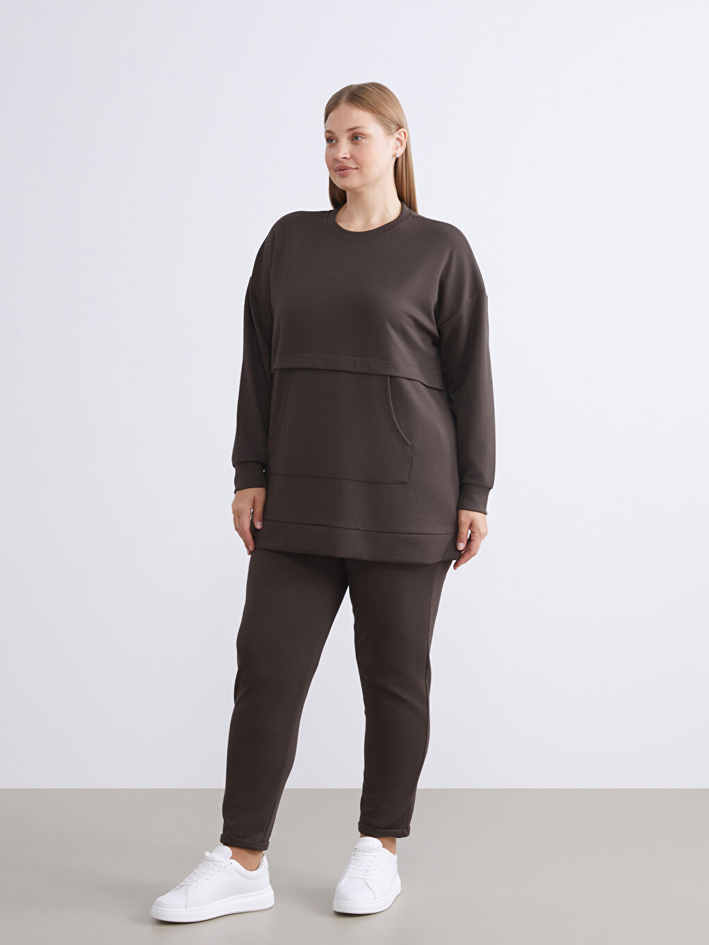 Crew Neck Women's Sweatshirt Tunic-1