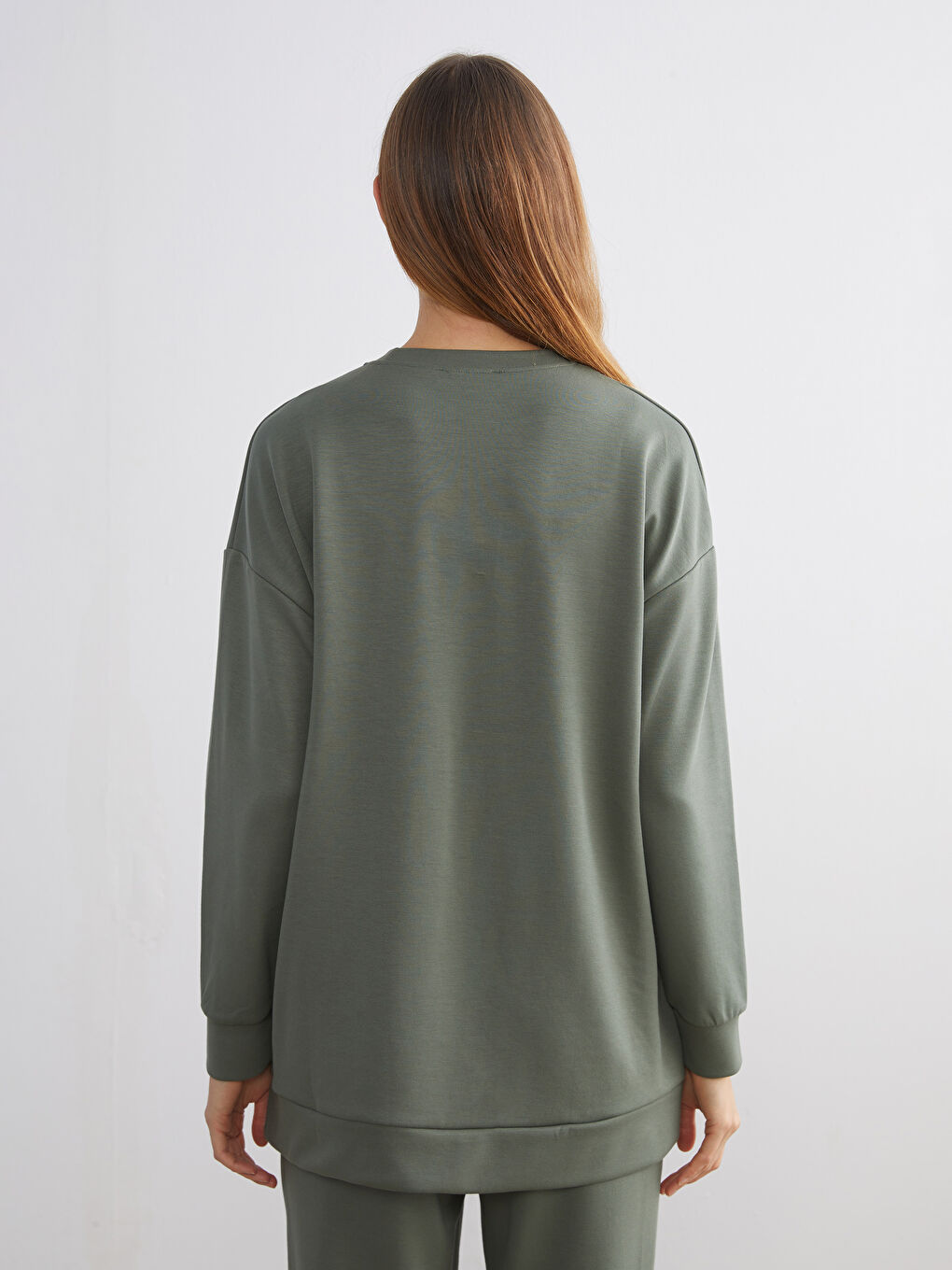 Crew Neck Women's Sweatshirt Tunic-5