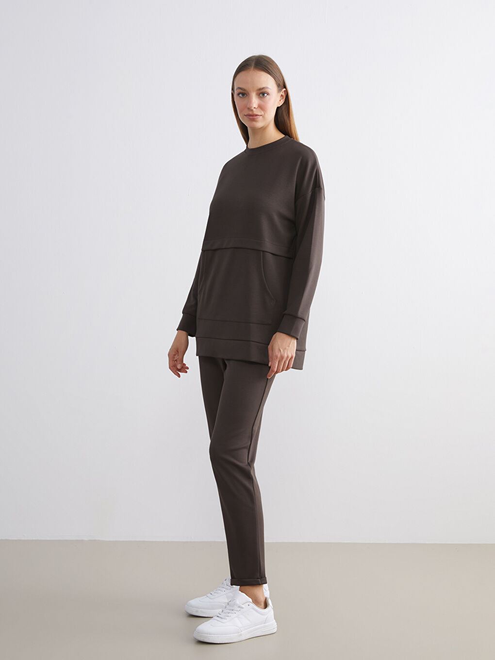 Crew Neck Women's Sweatshirt Tunic-2