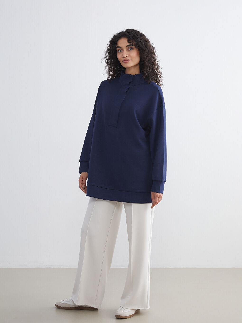 LCW Modest Funnel Neck Oversize Women's Sweatshirt Tunic -W5HJ82Z8-R43