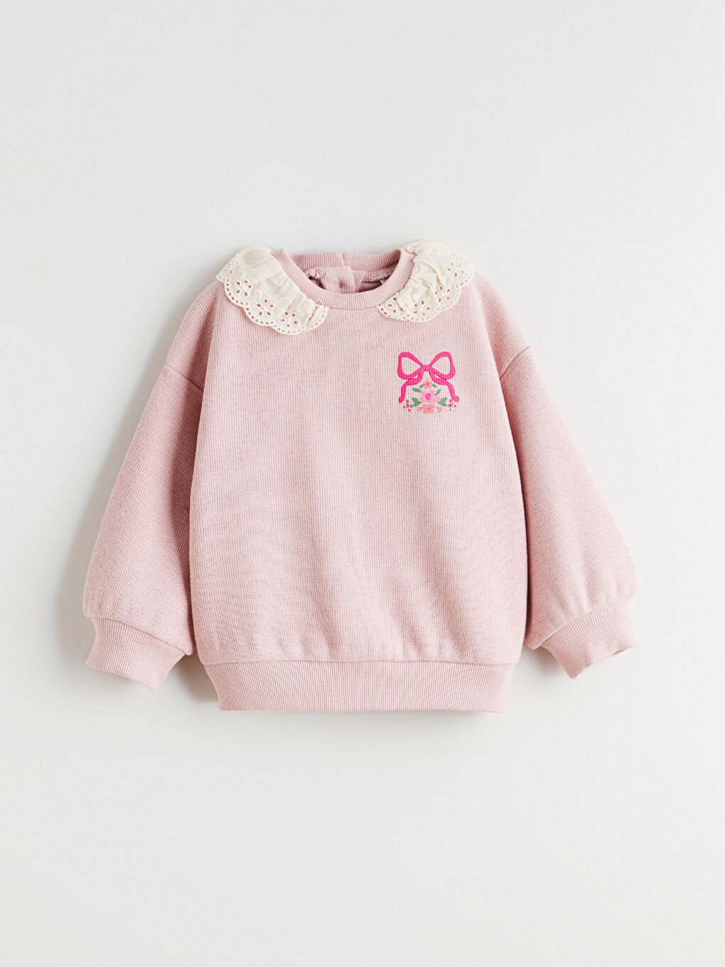 Peter Pan Collar Embroidered Girls' Sweatshirt