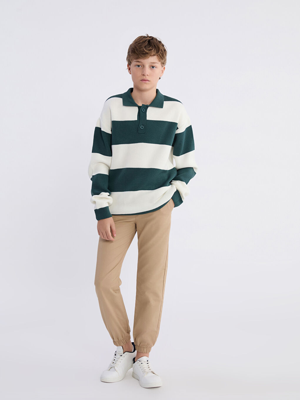 كنزة صوفية بياقة بولو للأولاد-1