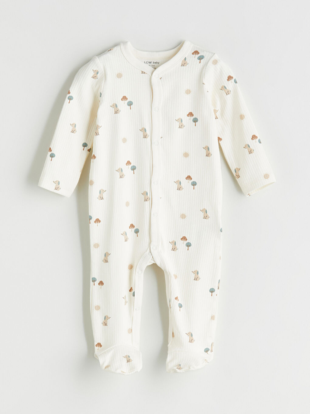 Ekru V Yaka Baskılı Erkek Bebek Hastane Çıkış Seti-1