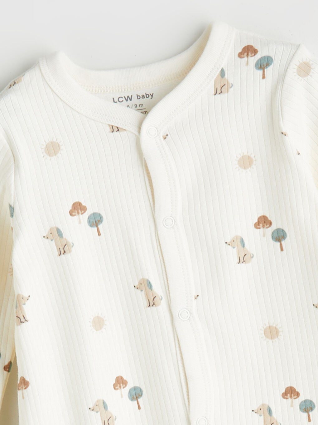 Ekru V Yaka Baskılı Erkek Bebek Hastane Çıkış Seti-2