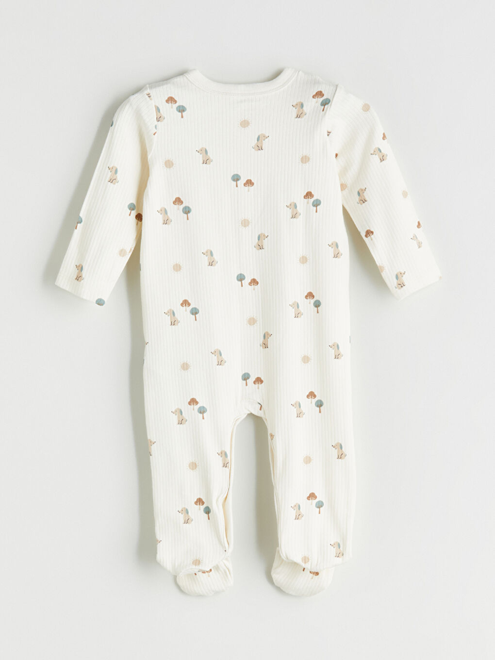 Ekru V Yaka Baskılı Erkek Bebek Hastane Çıkış Seti-3