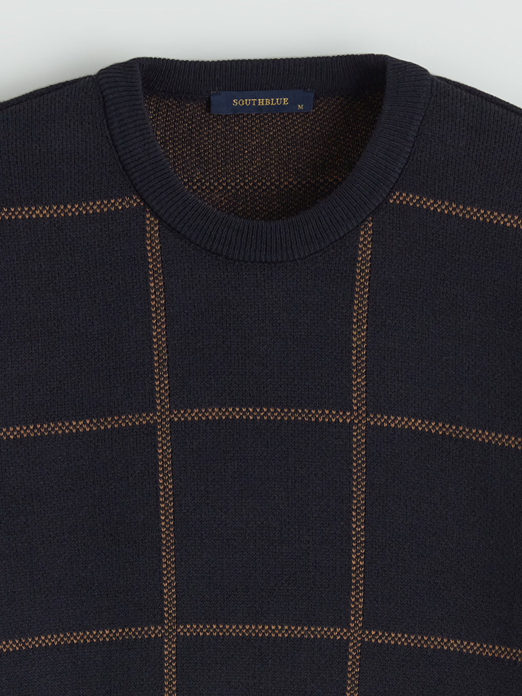 Crew Neck Checkered Men's Knitwear Sweater-5