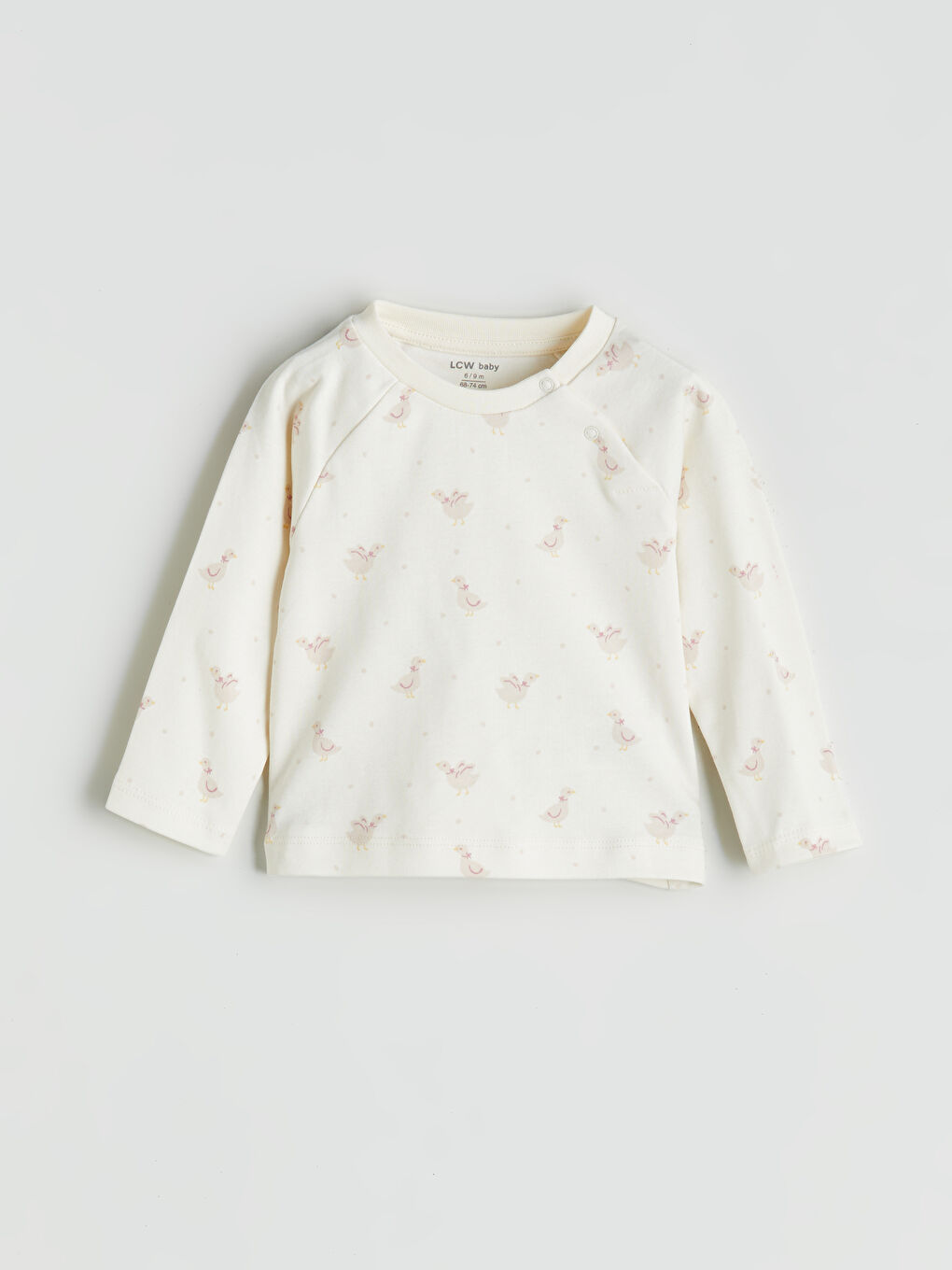 Ekru Baskılı Kız Bebek Tişört Pantolon ve Bere 3'lü-2