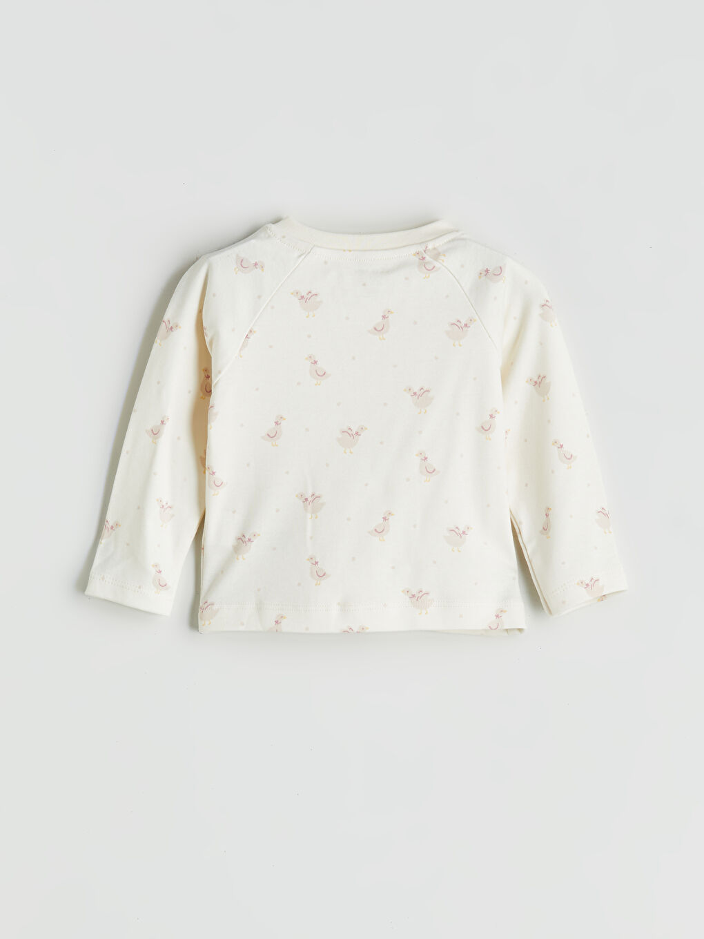 Ekru Baskılı Kız Bebek Tişört Pantolon ve Bere 3'lü-4