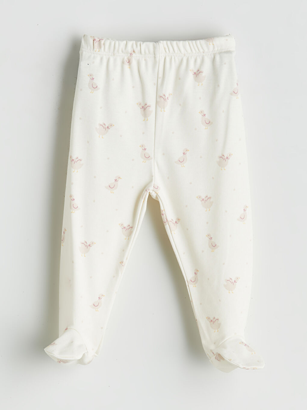 Ekru Baskılı Kız Bebek Tişört Pantolon ve Bere 3'lü-5