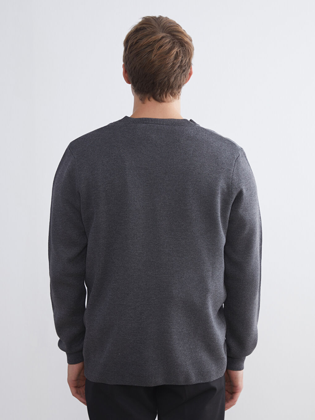 Antrasit Standart Kalıp V Yaka Erkek Triko Hırka-3