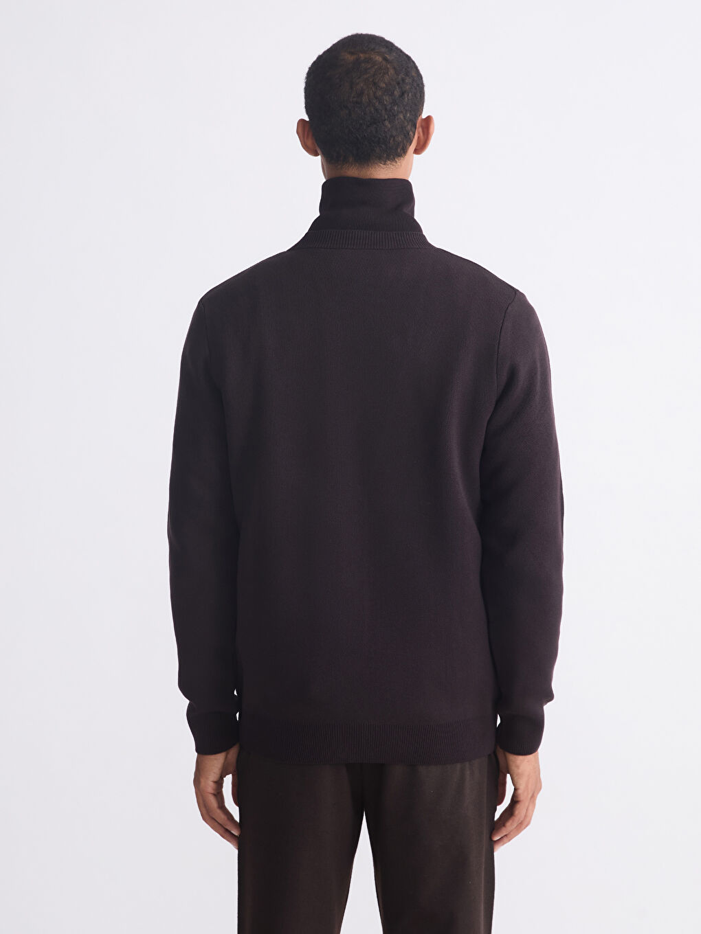 Kahverengi Standart Kalıp V Yaka Erkek Triko Hırka-3