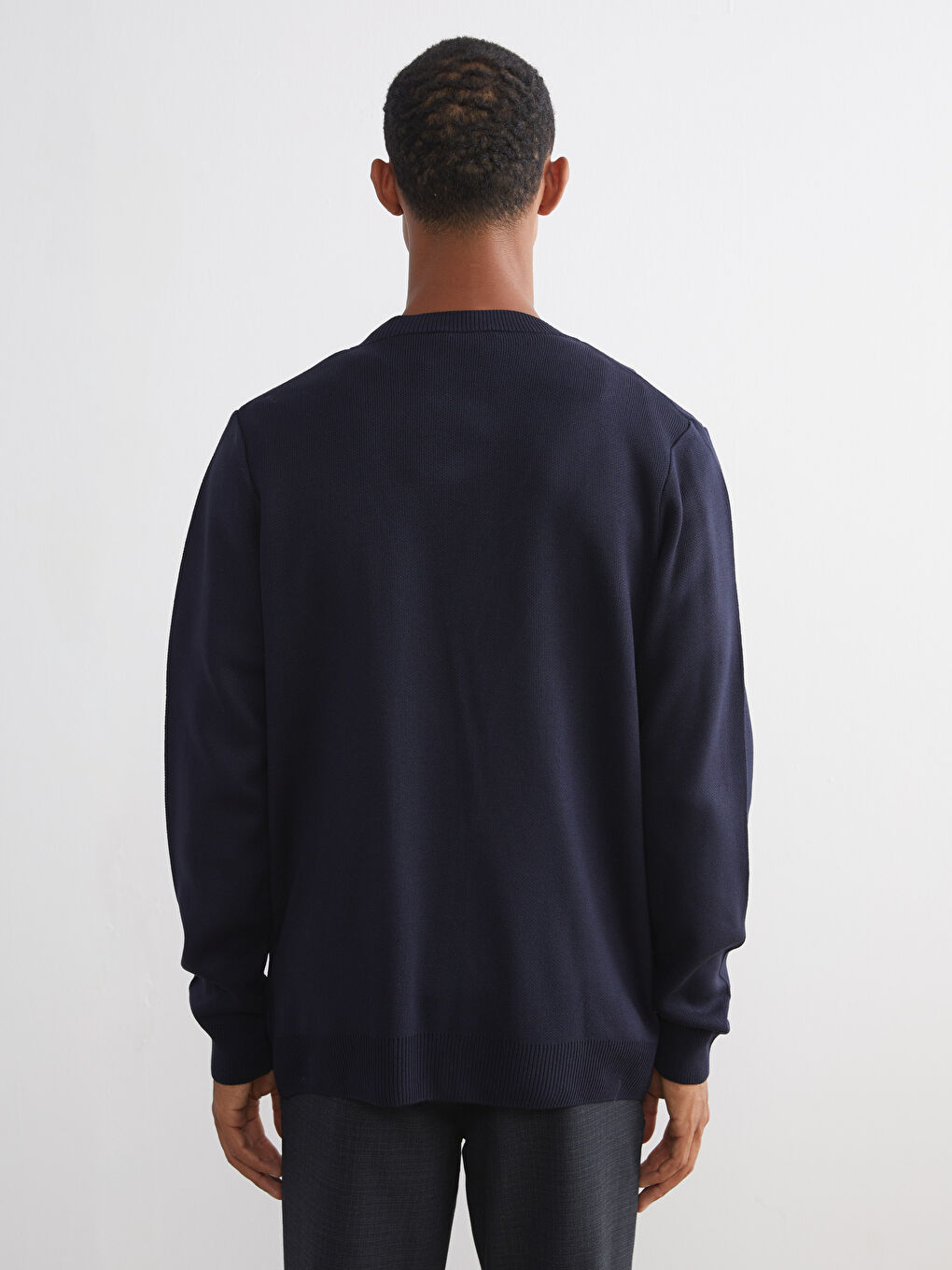 Lacivert Standart Kalıp V Yaka Erkek Triko Hırka-3