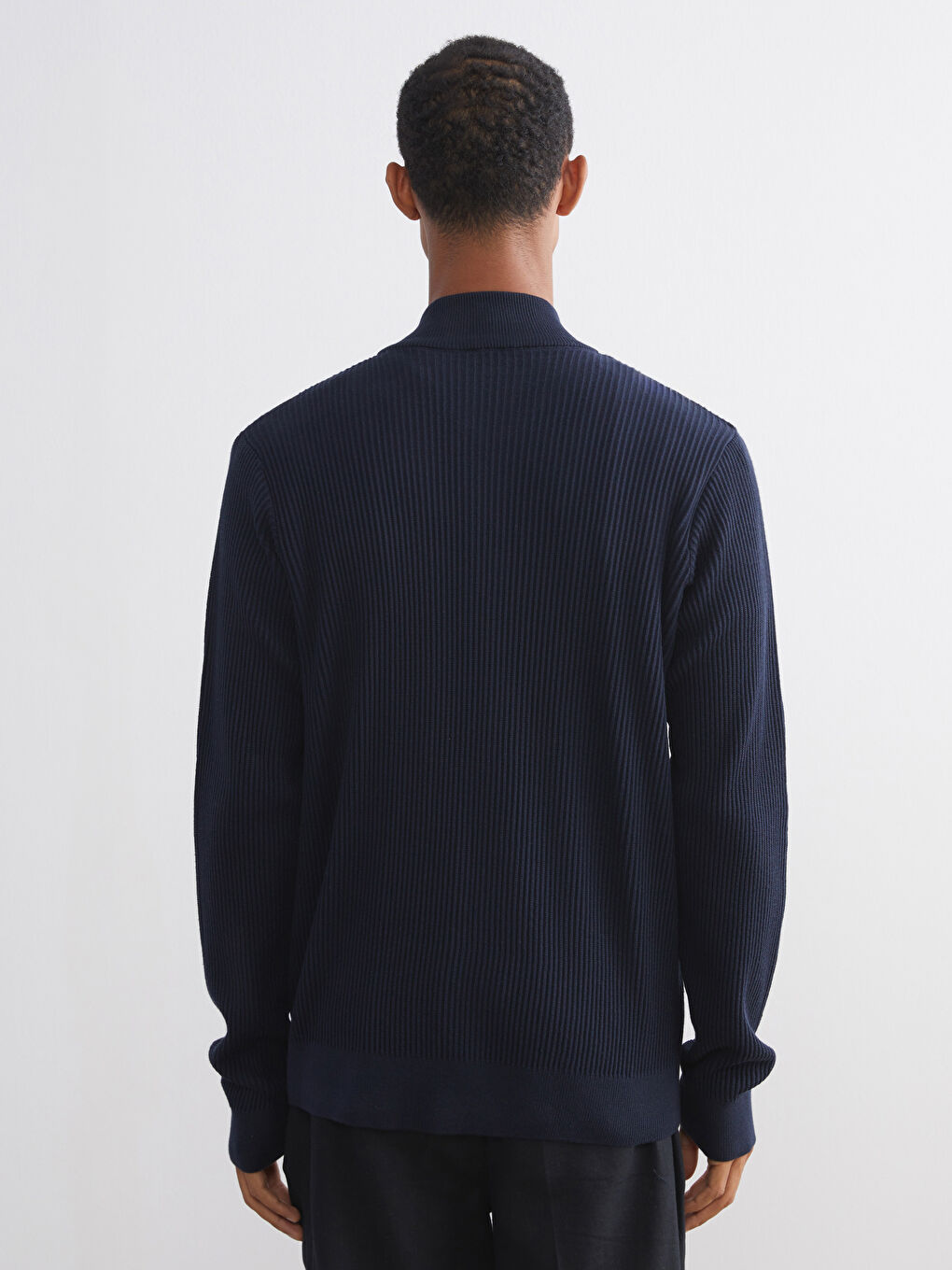 Lacivert Dik Yaka Erkek Hırka-3