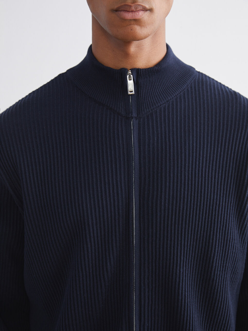 Lacivert Dik Yaka Erkek Hırka-2