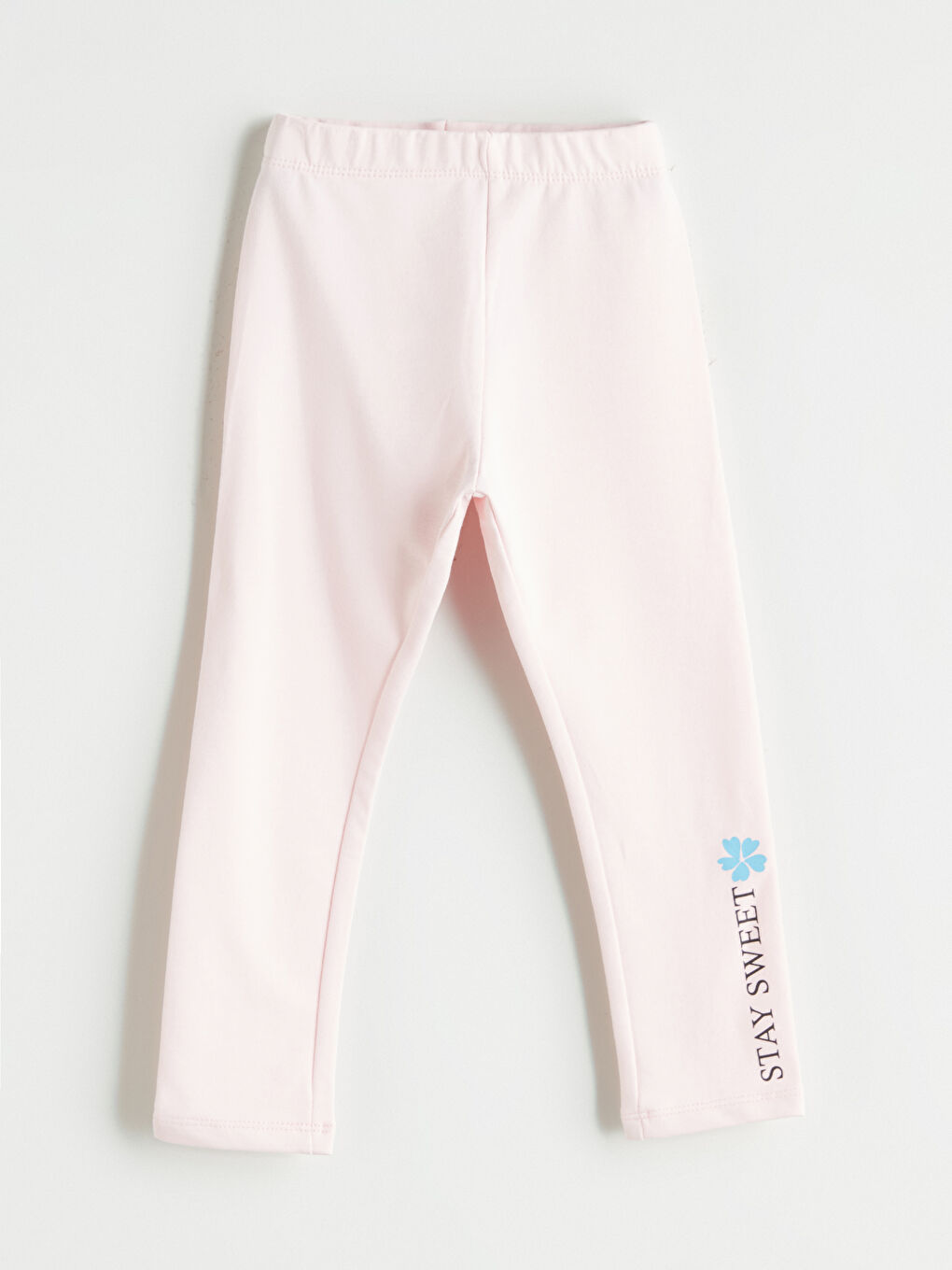 Pembe Beli Lastikli Baskılı Kız Çocuk Tayt