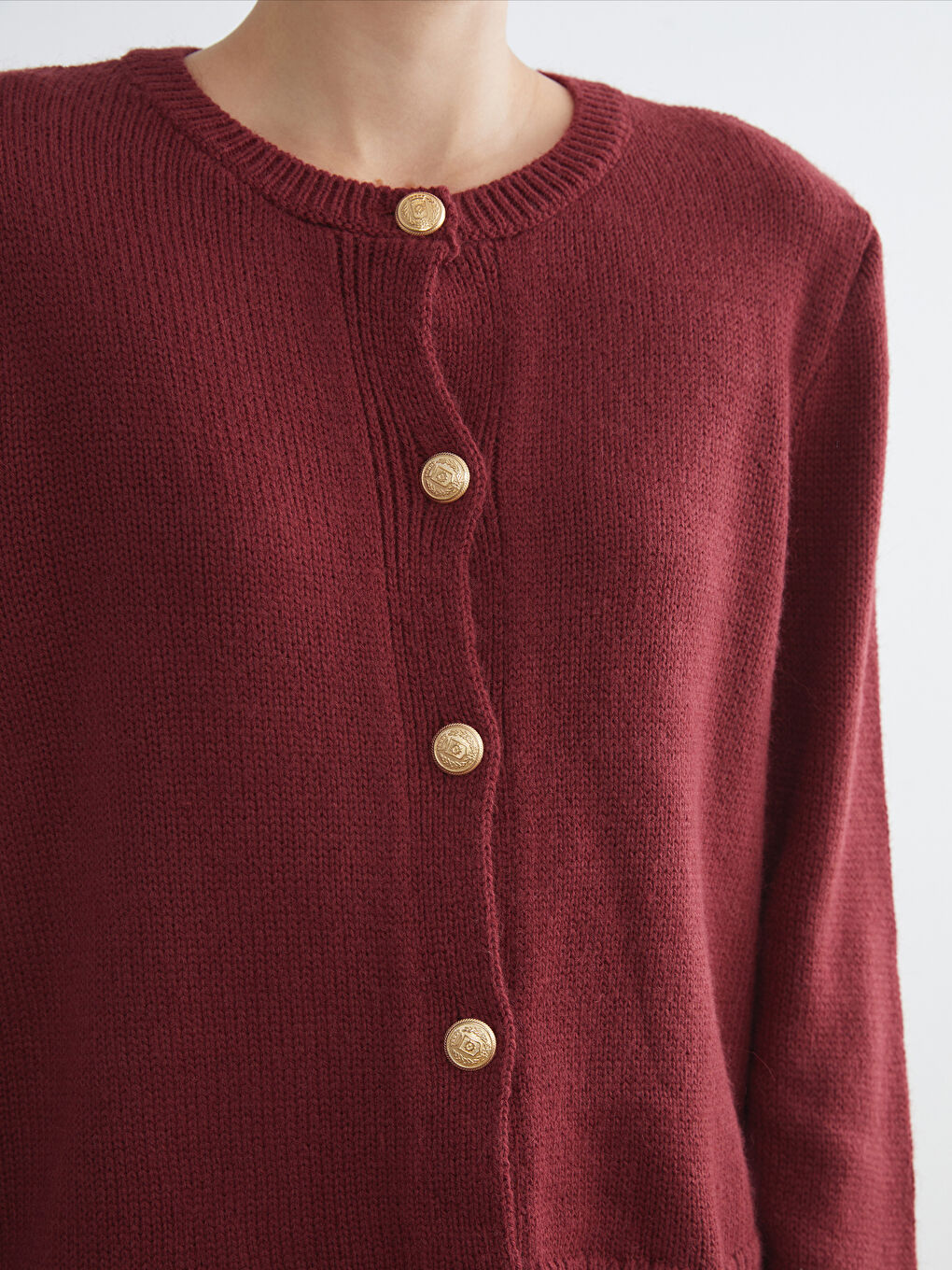 Kahverengi Bisiklet Yaka Kadın Triko Hırka-2